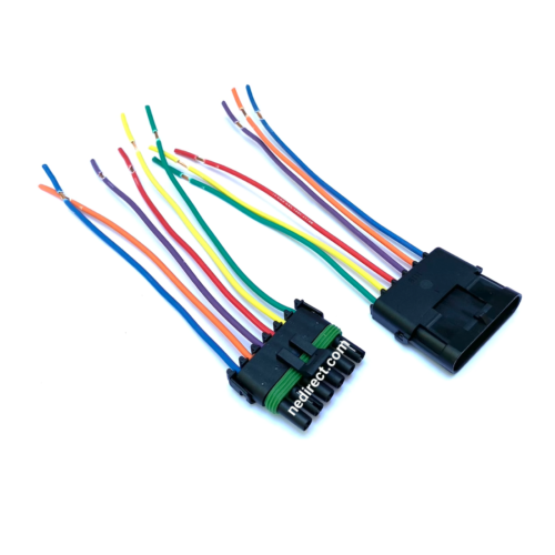 Assembled Delphi Weather Pack 6 Pin Sealed Connector Kit. 6" wire
