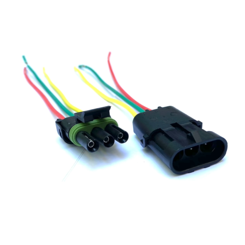 Assembled Delphi Weather Pack 3 Pin Sealed Connector Kit. 6" wire