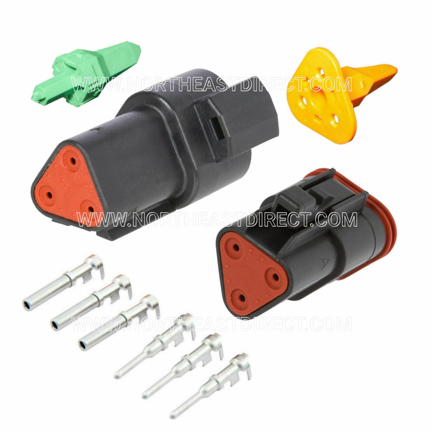 Deutsch 3 Pin DT Series Black DT04-3P DT06-3S Complete Connector Kit