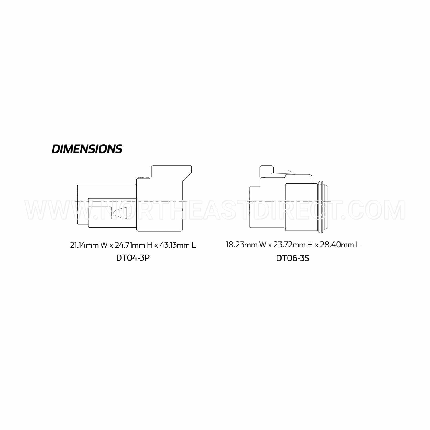 Deutsch 3 Pin DT Series Gray DT04-3P DT06-3S Complete Connector Kit
