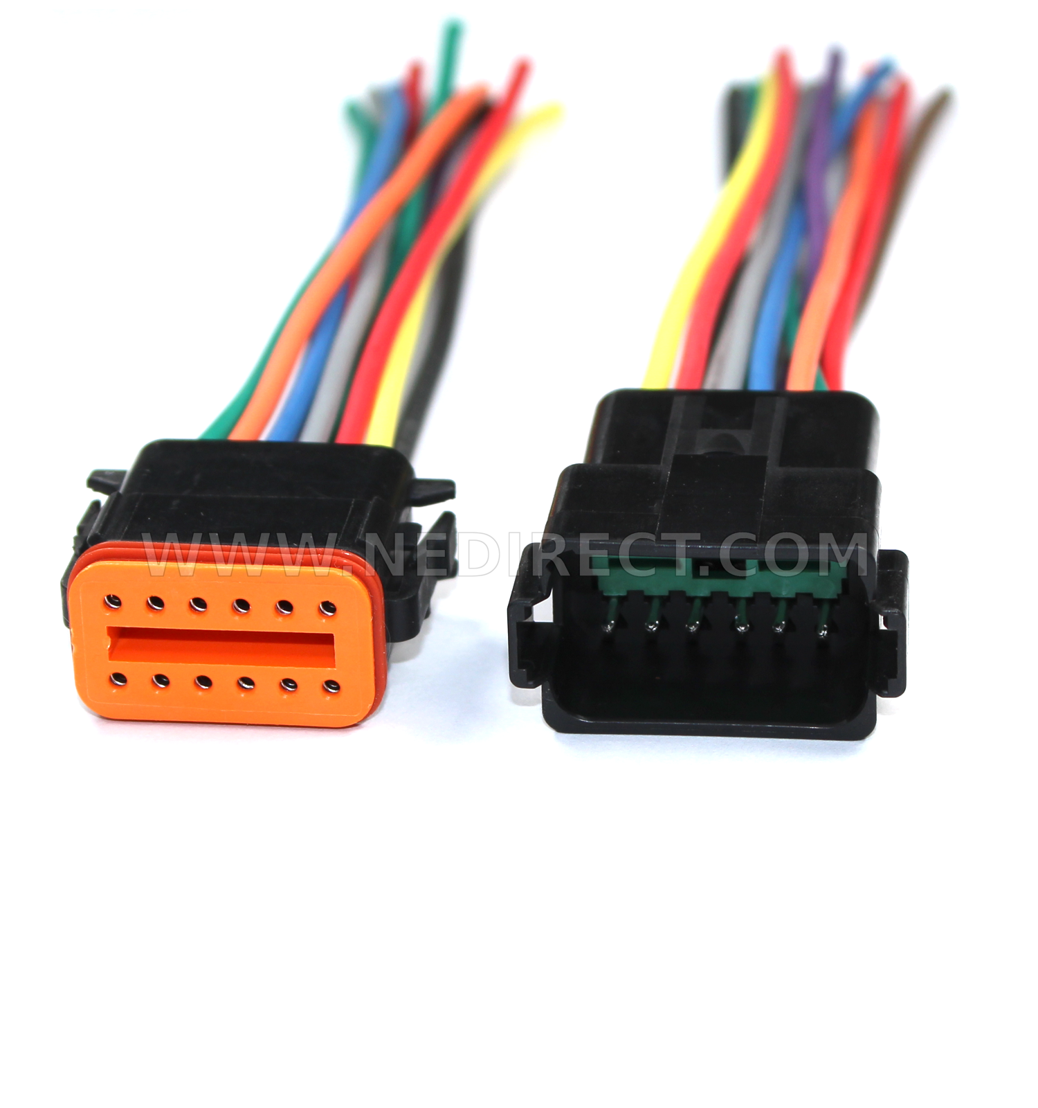 Assembled Black Deutsch 12 Pin waterproof connector 6" wire