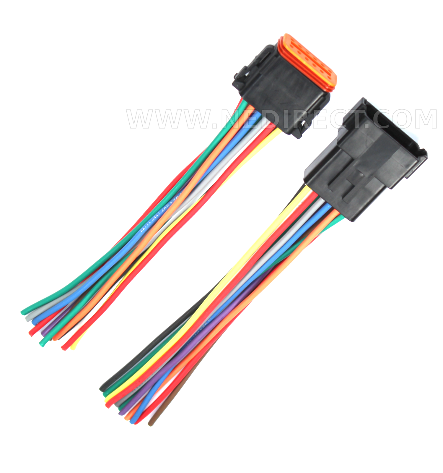 Assembled Black Deutsch 12 Pin waterproof connector 6" wire