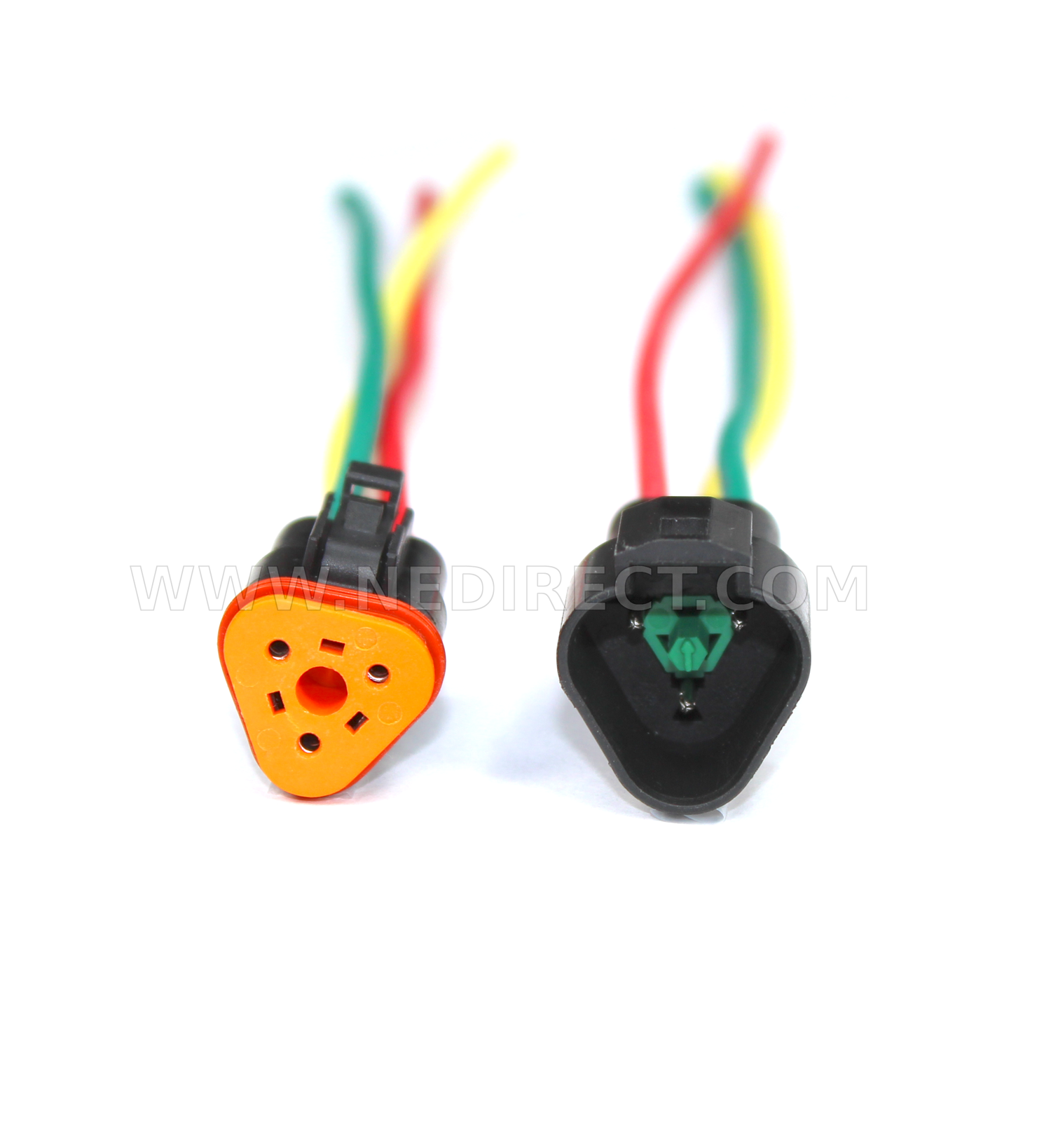 Assembled Black Deutsch 3 Pin waterproof connector 6" wire