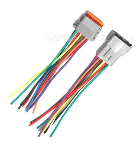 Assembled Deutsch 12 Pin waterproof connector 6" wire