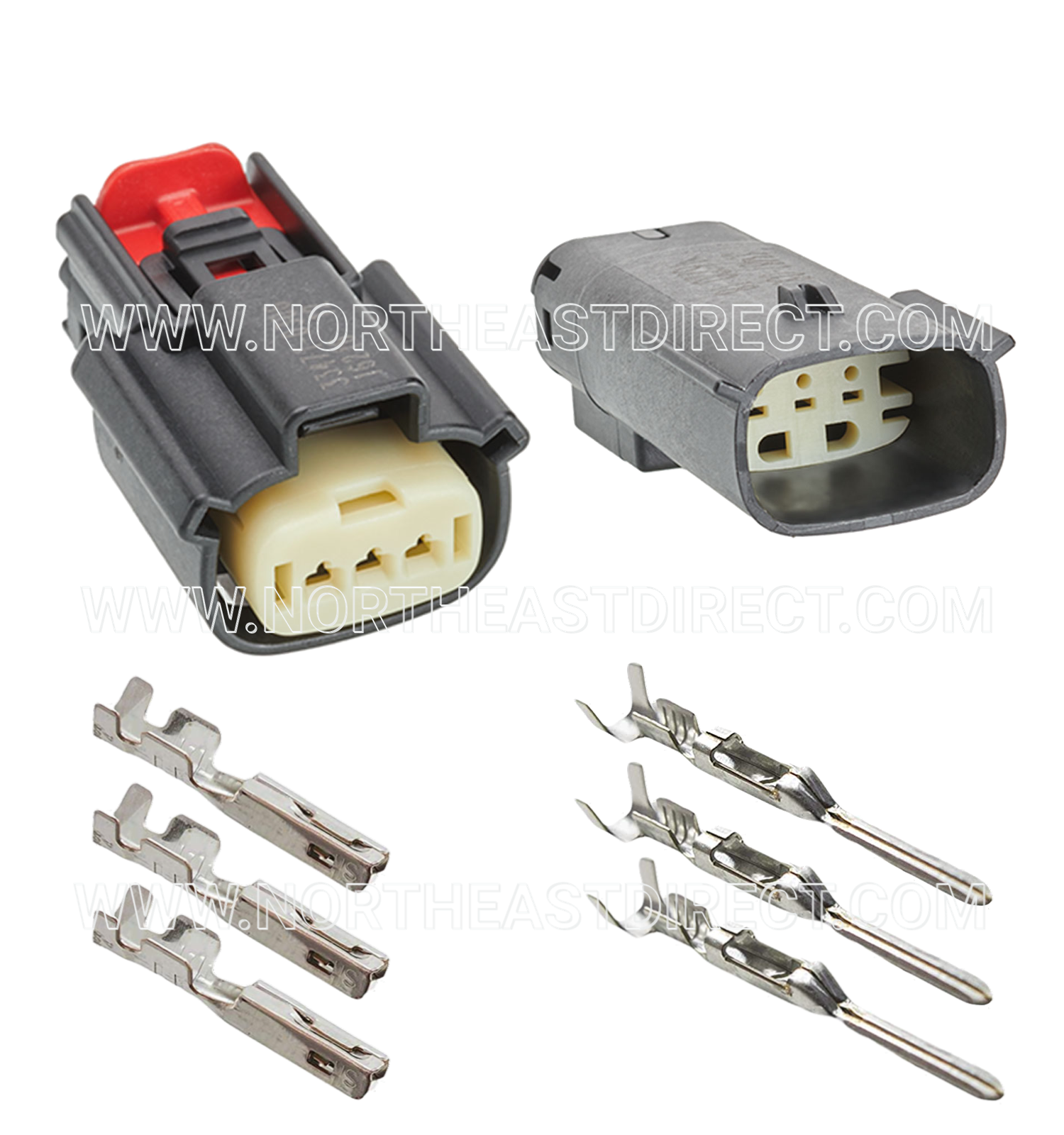 Molex 3 Pin Wire Connector, Harley BLACK Waterproof, Sealed Kit, MX150 with CPA