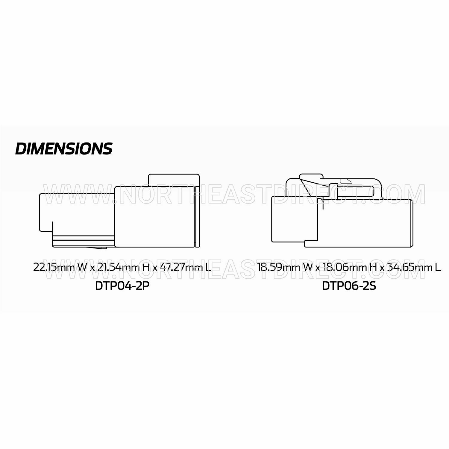 2 Pin Deutsch DTP04-2P DTP06-2S waterproof electrical connector